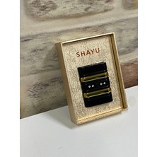 Shayu Marka Siyah Sarı Renk Çizgili Taşlı Gazlı Kişiye Özel Çakmak