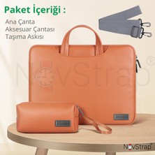 Novstrap Apple Macbook Air M1 13 Inç A2337 A1932 A2179 ile Uyumlu Luxury Pu Deri Çanta Kılıf Sleeve