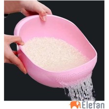 Elefan 1 Ergonomik Tasarımlı Çok Amaçlı Pirinç  Süzgeci -Pembe Plastik