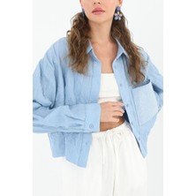 Deseo Boutique Kadın Cep Detayı Payetli Uzun Kollu Gömlek