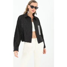Deseo Boutique Kadın Cep Detayı Payetli Uzun Kollu Gömlek