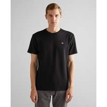Gant Erkek Siyah Relaxed Fit Bisiklet Yaka T-Shirt 2324367T.5