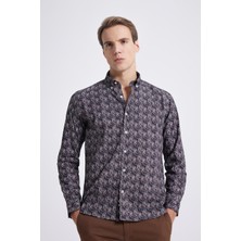 Twn Slim Fit Lacivert Baskılı Gömlek 1EC0221042599