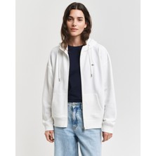 Gant Kadın Beyaz Relaxed Fit Kapüşonlu Sweatshirt 4201412.113