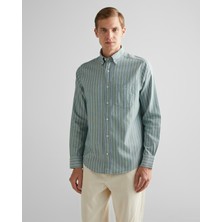 Gant Erkek Yeşil Regular Fit Düğmeli Yaka Çizgili Oxford Gömlek 3240169.309