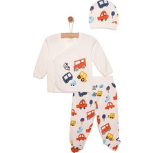 HelloBaby Yenidoğan Erkek Bebek Taşıtlar Zıbın-Şapka-Patikli Alt 3lü Set Erkek Bebek