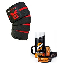 Nidage Fitness Diz Bandajı Dizlik Pro Knee Wraps Ağırlık Kaldırma Kayışı 8 Loop Lifting Straps 2'li Paket