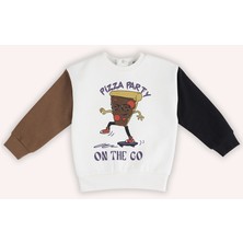 Erkek Bebek Baskılı Ekru Sweatshirt