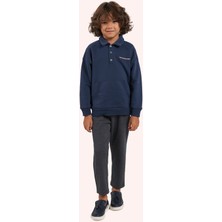 Erkek Çocuk Yakalı Lacivert Sweatshirt