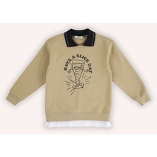 Erkek Çocuk Yakalı Bej Sweatshirt