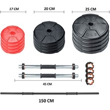 Nidage Spor 38 kg Dambıl Halter Seti Kırmızı Siyah