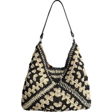 She Life Kadınlar Için Hasır Plaj Çantası Yaz Dokuma Plaj Tote Çantası Omuz Çantaları Boho Çanta (Yurt Dışından)