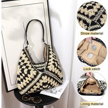 She Life Kadınlar Için Hasır Plaj Çantası Yaz Dokuma Plaj Tote Çantası Omuz Çantaları Boho Çanta (Yurt Dışından)