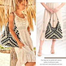 She Life Kadınlar Için Hasır Plaj Çantası Yaz Dokuma Plaj Tote Çantası Omuz Çantaları Boho Çanta (Yurt Dışından)