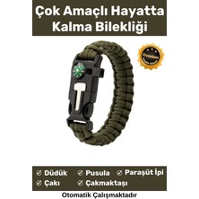 Özel Üretim Kiti Düdük Çakı Pusula Çakmaktaşı Paraşüt Ipi Rahat Çok Amaçlı Hayatta Kalma Bilekliği