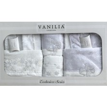 Vanilla Collection Krem Güpürlü Kadife Pamuklu Aile Bornoz Seti