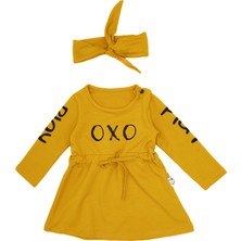 RG Brand Kız Bebek OXO Baskılı Elbise ve Saç Bandı 2'li Takım_RG225