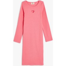 Koton Elbise Kolsuz Bisiklet Yaka Ribanalı Kalp Pencere Detaylı