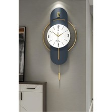 Mediterian Modern lacivert metal duvar saati, 50x90 cm, quartz mekanizma ile şık tasarım