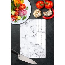 ALM Home 1 Parça Kesim Panosu White Marble Cam Beyaz 20 x 30