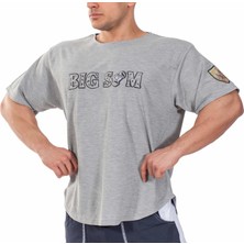 Oversize Gri Spor T-Shirt Big Sam 3154