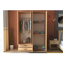 Eco Room Heybeli 4 Kapak 2 Çekmece Gardırop - Atlantik Çam - 120 cm