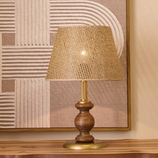 Evidea Lighting Fiona Ahşap Abajur - Ceviz Ayak / Kahverengi Başlık - 40 cm