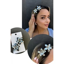 Caş Dekorasyon 2'li Gri Renk Lotus Pens Toka Set