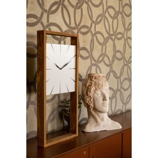 Mediterian Modern ahşap dikdörtgen duvar saati 60x30 cm, kahverengi, şık ve şık tasarım