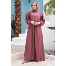 Neways 6586-KREP Büzgülü Elbise Gül Kurusu