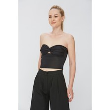 Este Woman Kadın Ultra Soft Kumaş Straplez Crop Bluz