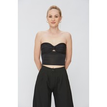 Este Woman Kadın Ultra Soft Kumaş Straplez Crop Bluz