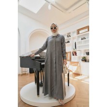 Neways 6648-TENSEL Düğmeli Ferace Gri