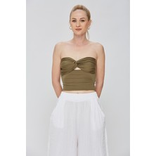 Este Woman Kadın Ultra Soft Kumaş Straplez Crop Bluz