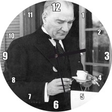 Mediterian Şık kahve ve sigara temalı retro duvar saati, 30x30 cm, zarif dekorasyon parçası