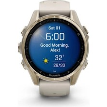 Garmin Fenix 8 - 43 mm Amoled Sapphire Soft Gold ve Gri/kum Taşı Silikon Kayışlı