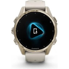 Garmin Fenix 8 - 43 mm Amoled Sapphire Soft Gold ve Gri/kum Taşı Silikon Kayışlı