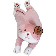 Gfc Life Store Arkadaşım Yumuşak Yatan Peluş Kedi Yastık 70 Cm. (Pembe)