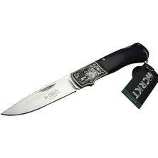 Crkt CR-0017 Gravürlü Siyah Ahşap Kabzalı Lock Back Avcı Çakısı- Kılıflı