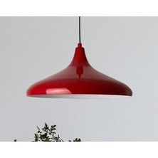 Modern Metal Sarkıt, Salon, Hol, Mutfak Avizesi, Kırmızı Renk Metal Avize, 36 cm Çapında Metal Avize