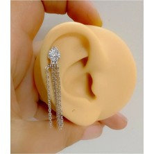 Ares Collection Arescollection Zirkon Taşlı 1 Adet Zincirli Kıkırdak Kulak Memesi Uyumlu Piercing