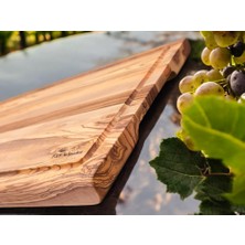F&S WoodArt Zeytin Ağacı 40 x 27,5 cm Oluklu Özel Kenar, Şef Tahtası - Kesme Tahtası - Sunumluk
