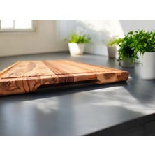 F&S WoodArt Zeytin Ağacı 40 x 27,5 cm Oluklu Özel Kenar, Şef Tahtası - Kesme Tahtası - Sunumluk