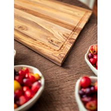 F&S WoodArt Zeytin Ağacı 40 x 27,5 cm Oluklu Özel Kenar, Şef Tahtası - Kesme Tahtası - Sunumluk