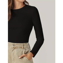 Oceans Butik Siyah Bisiklet Yaka Atlet Boy Tesettür Body Darkalıp Interlok Penye Kumaş Uzun Atlet