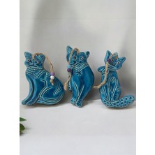 Artistic Quality Dekoratif 3 Adet El Yapımı Farklı Kedi Tasarımlı Kapı - Duvar - Bahçe Süsü