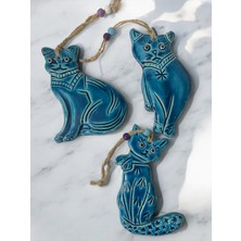 Artistic Quality Dekoratif 3 Adet El Yapımı Farklı Kedi Tasarımlı Kapı - Duvar - Bahçe Süsü
