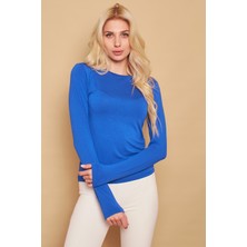 Sıfır Yaka Uzun Kol Likralı Şık Kumaş Bluz Body-Saks