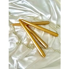 Sanat Perisi Özel Sedefli Şamdan Mum Gold - 4’lü Set