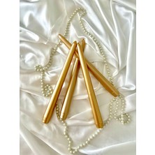 Sanat Perisi Özel Sedefli Şamdan Mum Gold - 4’lü Set